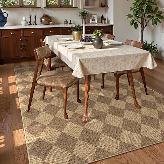 Lahome Colette Checkered Easy Jute 6x9 Rug, Large Rugs