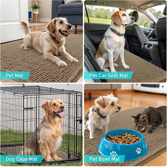 OLANLY Dog Door Mat for Muddy Paws 47x17, Absorbs Moisture and Dirt, Absorbent