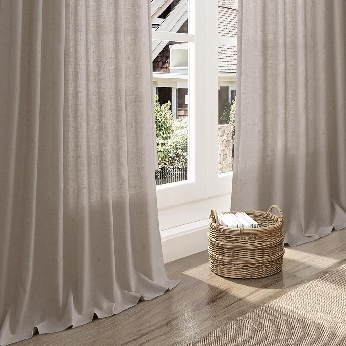 Nanspring Stone Beige Linen Curtains 84 Inches Long