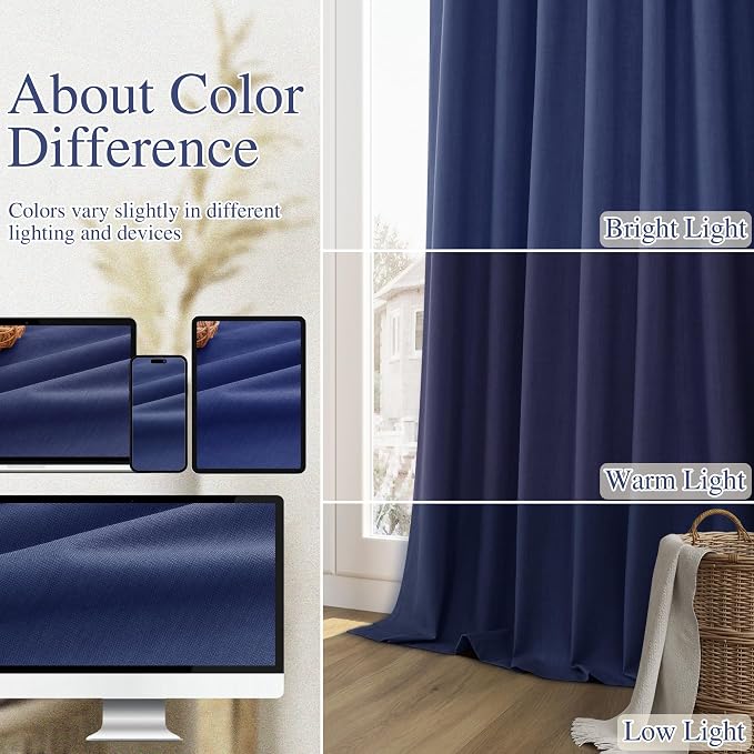 Guken 100% Blackout Curtains 96 Inch Length 2 Panels Set