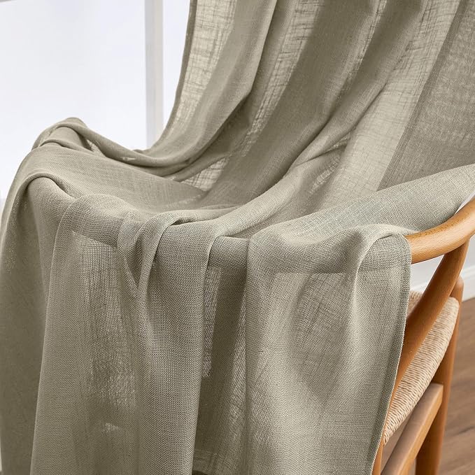 MIULEE Oatmeal Linen Curtains 72 Inch Length 2 Panels
