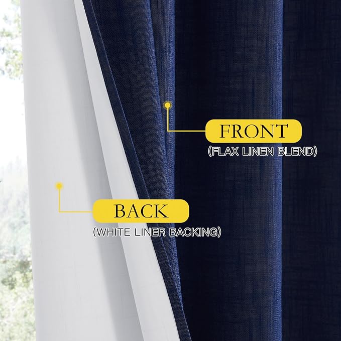 NICETOWN 100% Absolutely Blackout Linen Curtains