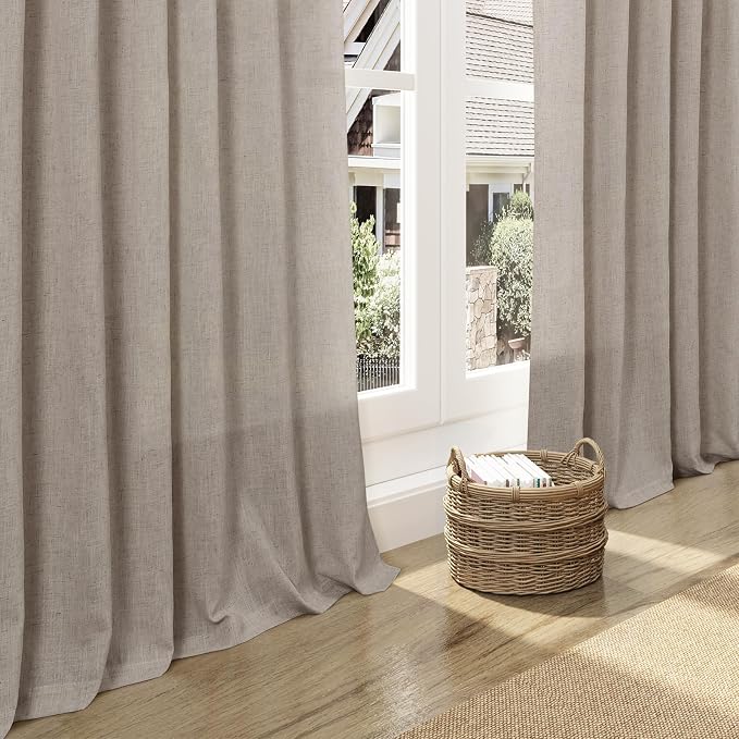 Nanspring Ecru Linen Curtains 84 Inches Long