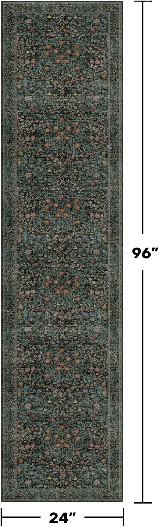 Dark Green 2 x 8 Runners for Hallways, 8ft Long Floor Runner for Kitchen