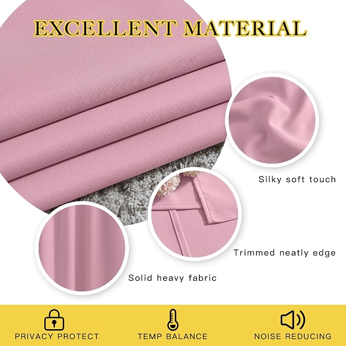 NICETOWN Crystal Pink Short Curtains