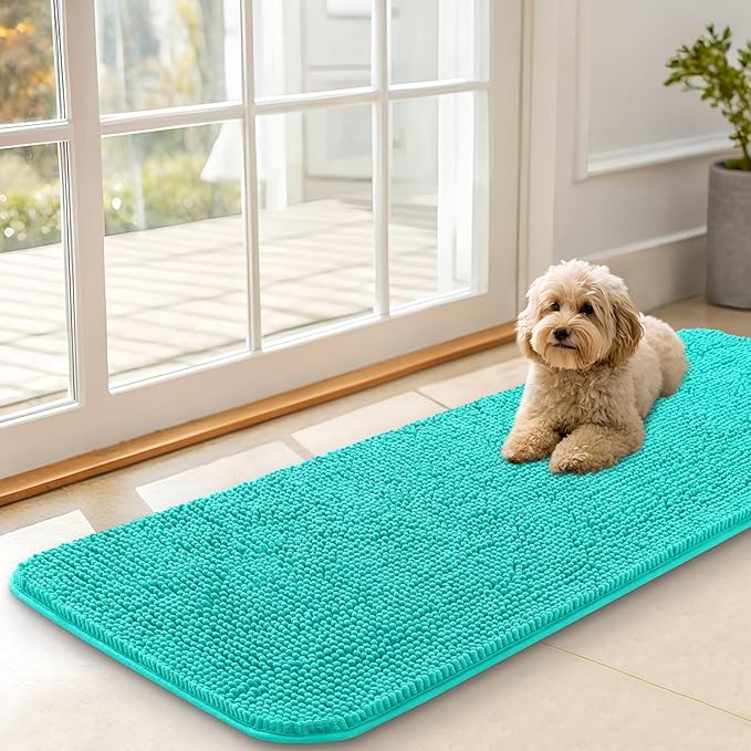 OLANLY Dog Door Mat for Muddy Paws 47x17, Absorbs Moisture and Dirt, Absorbent