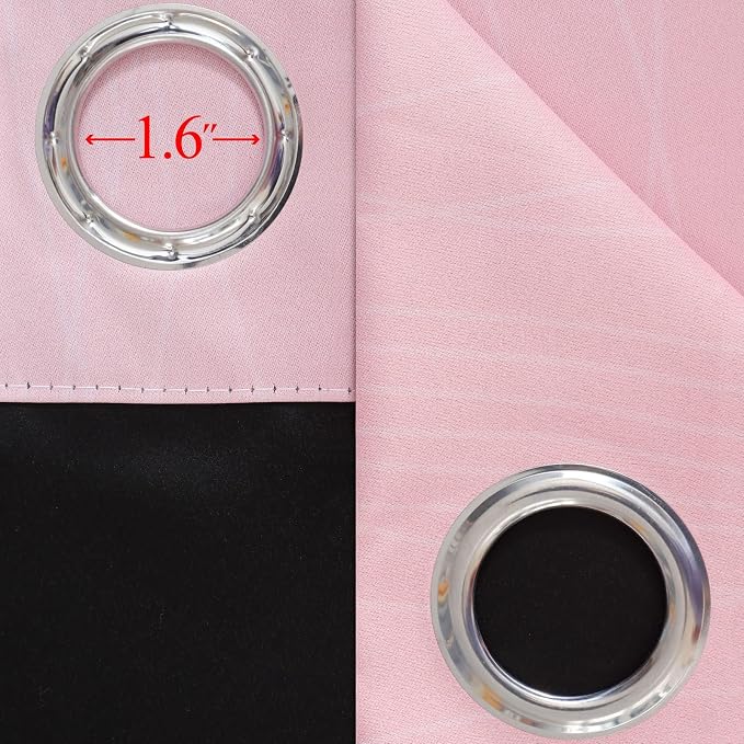 Pink and Grey Blackout Curtains 84 inch Length, Ombre Full Room Darkening