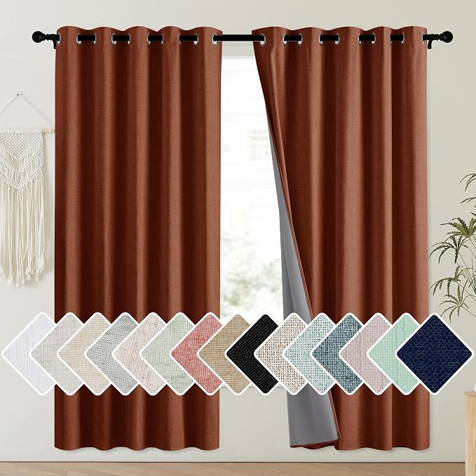 NICETOWN 100% Absolutely Blackout Linen Curtains