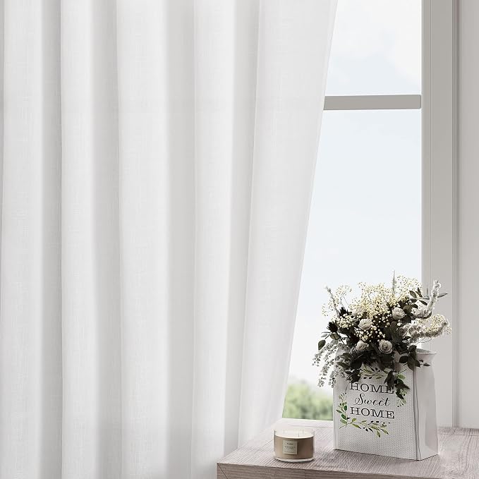 White Linen Curtains 90 Inches Long