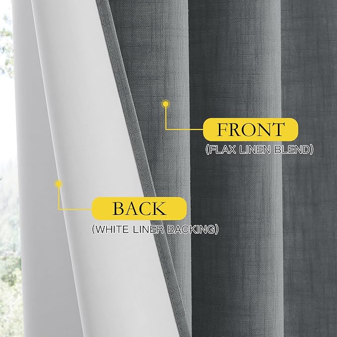 NICETOWN 100% Absolutely Blackout Linen Curtains