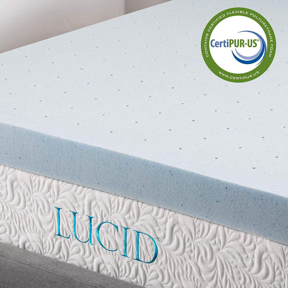 LUCID 4 Inch Gel Memory Foam Topper and LUCID Zippered Enclosure Mattress Topper Cover, California King