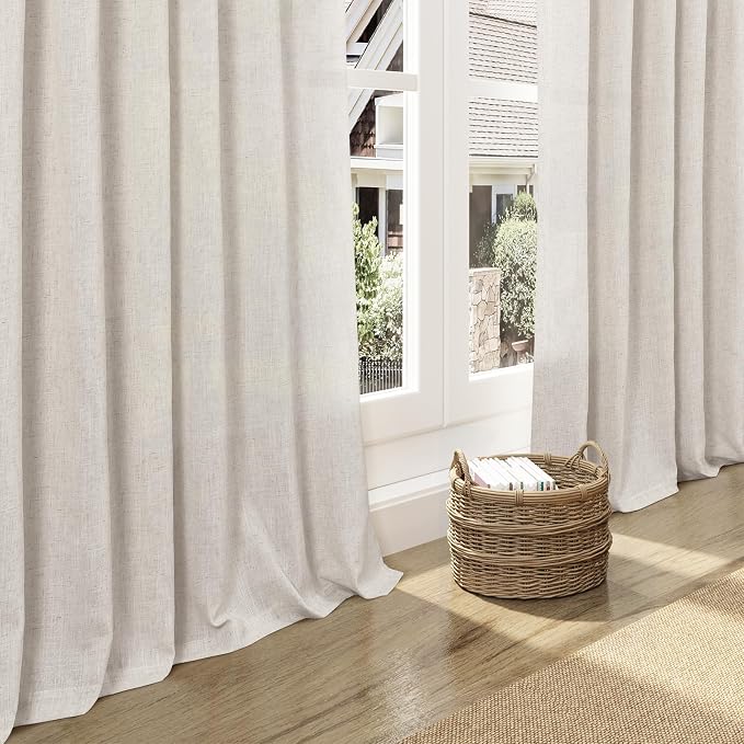 Nanspring Pearl White Linen Curtains