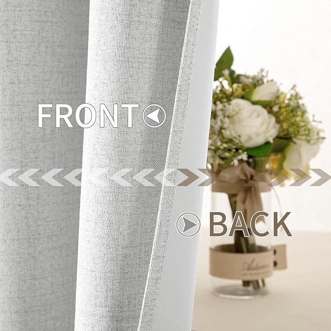MIULEE 100% Blackout Linen Textured Curtains
