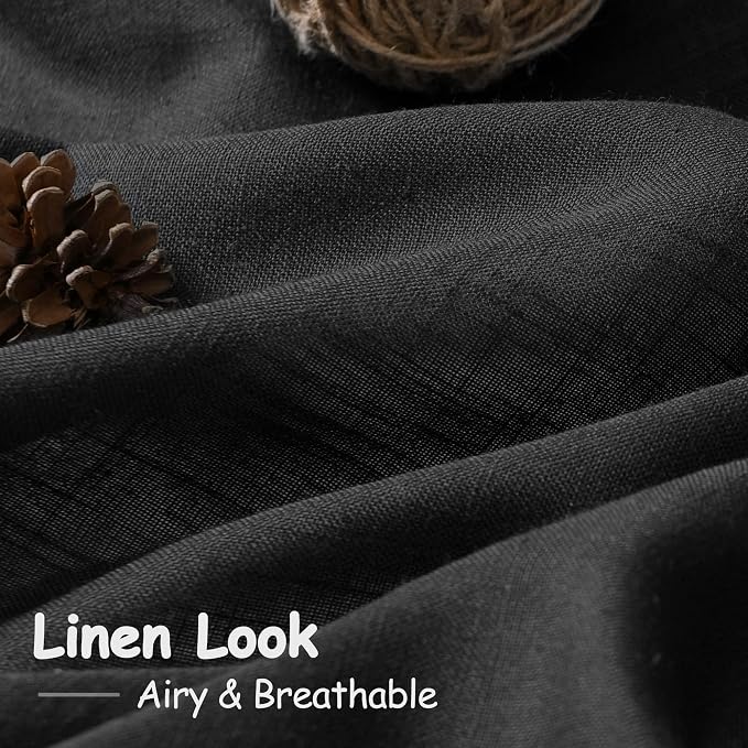 Nanspring Black 102 Inch Linen Curtains