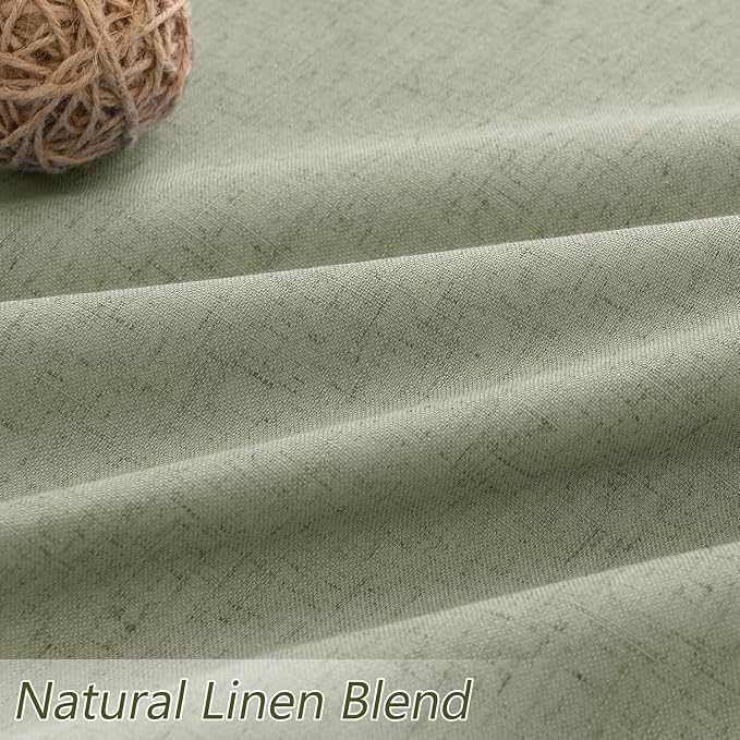 Guken 100% Blackout Linen Curtains 110 Inch Wide by 52 Inch 2 Panels Set