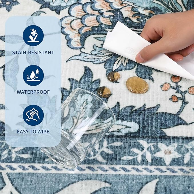 GarveeHome Mist Blue 2x3 Door Mat Indoor Rugs