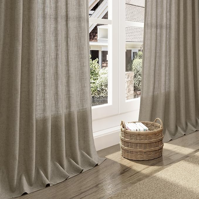 Mocha Linen Curtains 120 Inch Extra Long