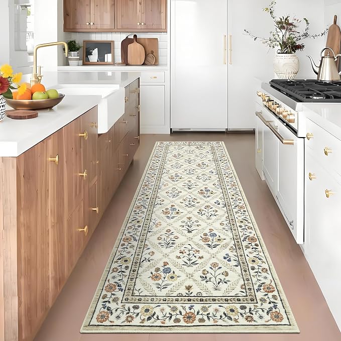Washable Kitchen Runner 2x6 Non-Slip Floral Carpet Runner
