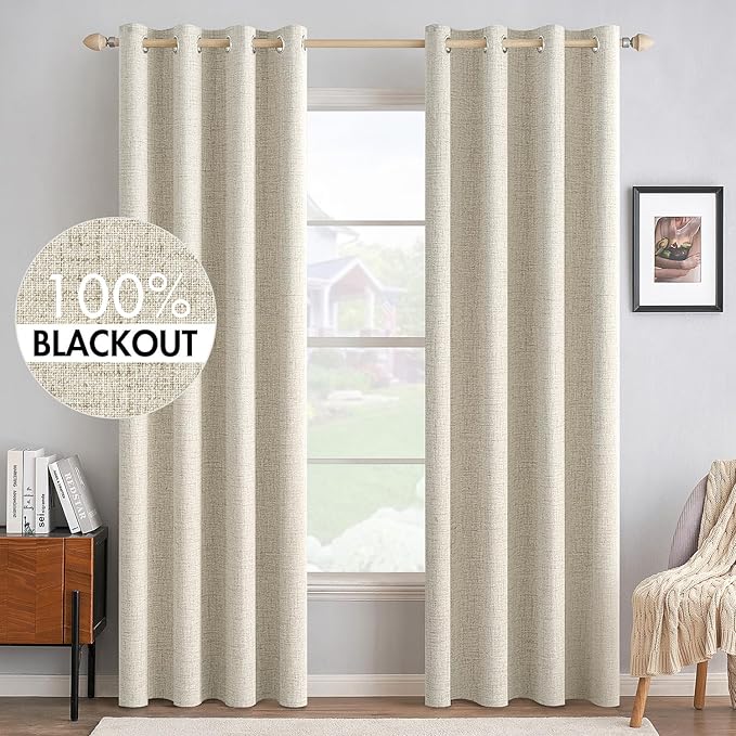 MIULEE 100% Blackout Polyester Textured Curtains