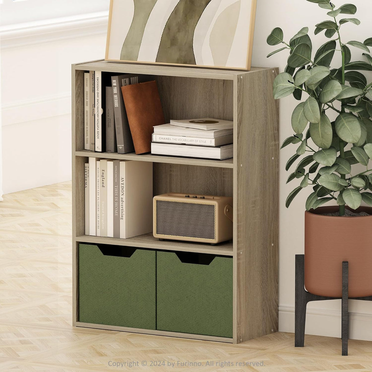 Furinno Pasir 3-Tier Open Shelf Bookcase, Sonoma Oak