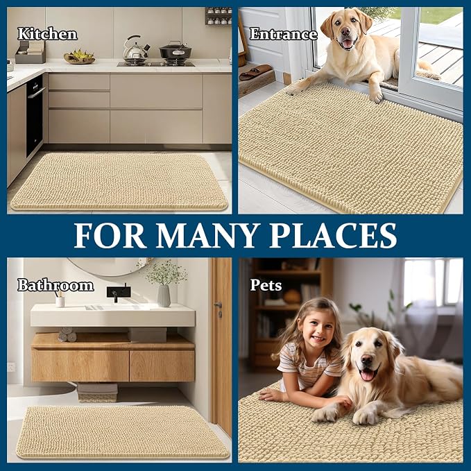 OLANLY Dog Door Mat for Muddy Paws 44x32, Absorbs Moisture and Dirt, Absorbent