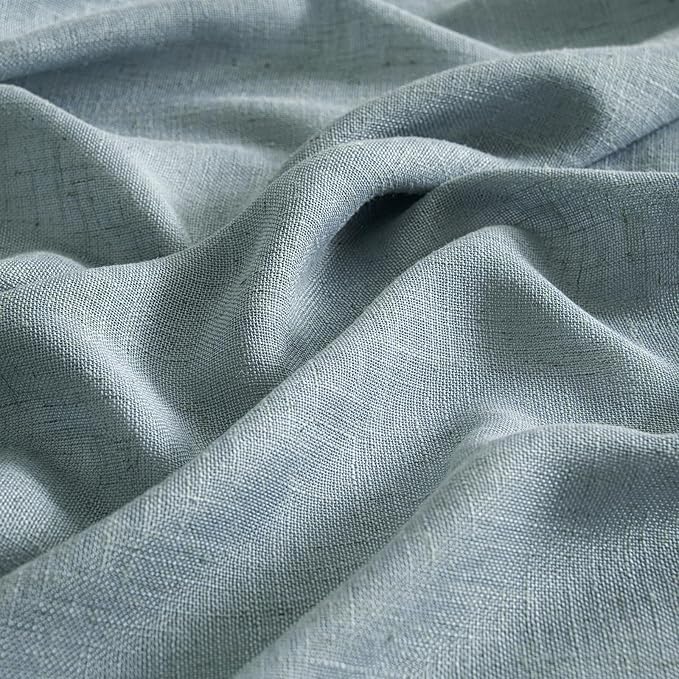 MIULEE Dusty Blue Linen Curtains 84 Inch Length 2 Panels