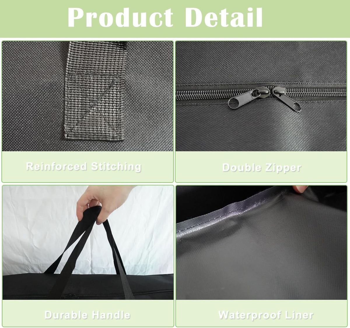 4/6/ 8 Foot Folding Table Storage Bag, Waterproof Heavy Duty Large Carrying Bag for Folding Tables, Picnic/Camp Tables Cover with Durable Zipper & Shoulder Strap, 31" D X 49" W X4.7 H, Black