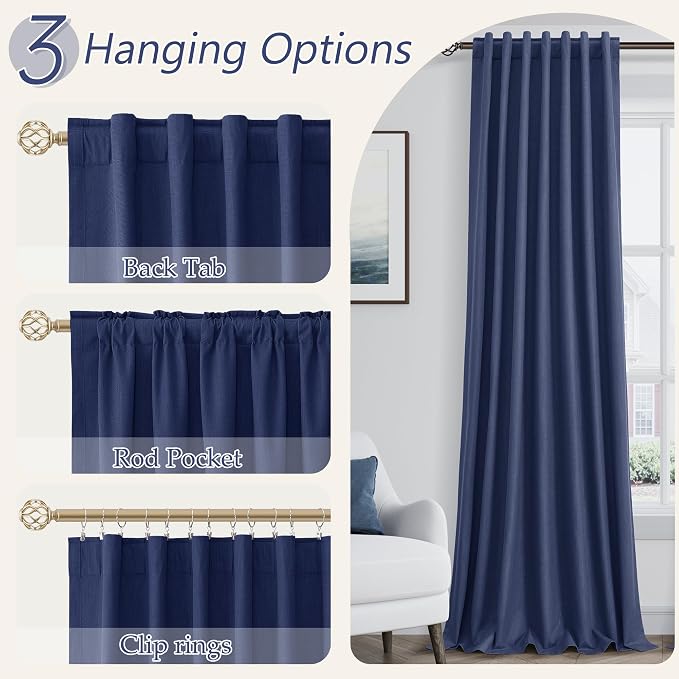 Guken 100% Blackout Curtains 96 Inch Length 2 Panels Set