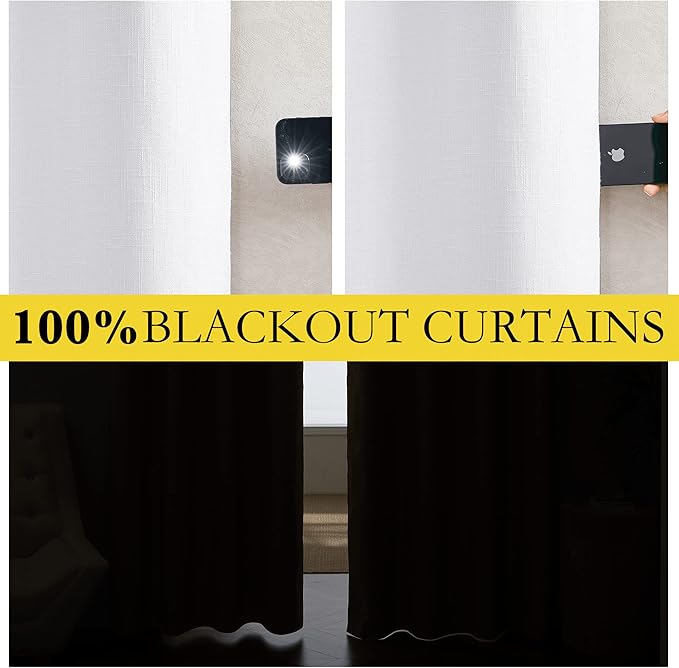 NICETOWN 100% Absolutely Blackout Linen Curtains