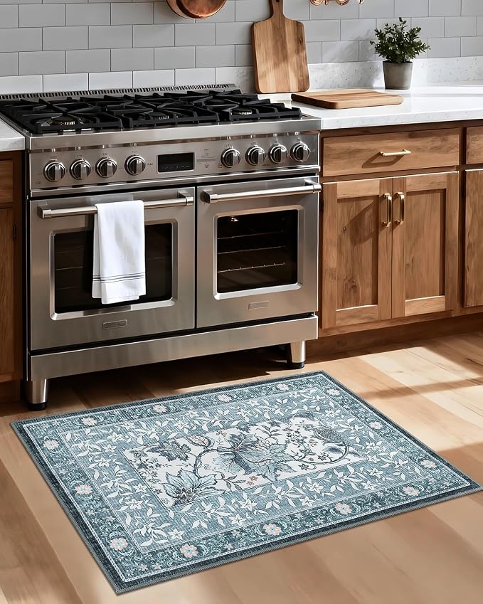 GarveeHome Mist Blue 2x3 Door Mat Indoor Rugs