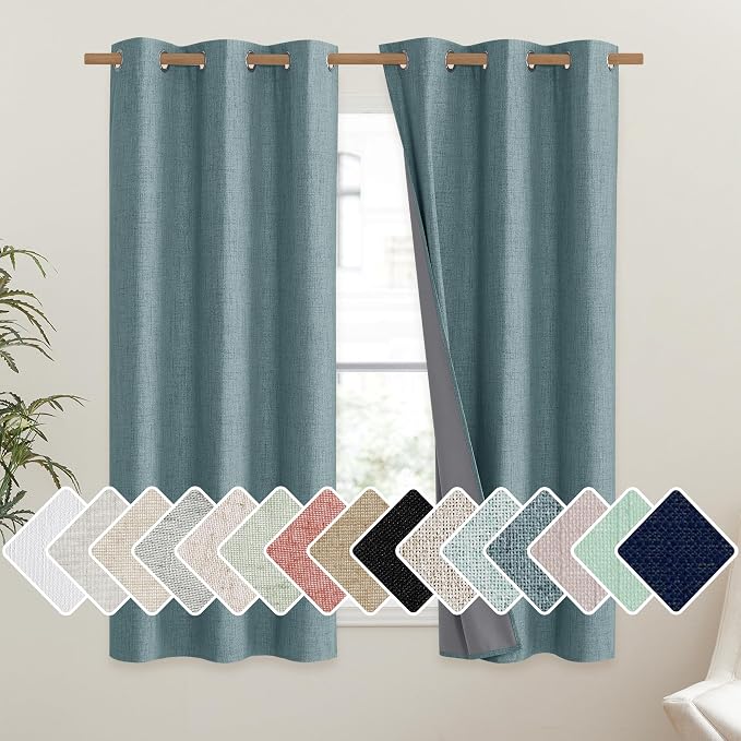 NICETOWN 100% Absolutely Blackout Linen Curtains