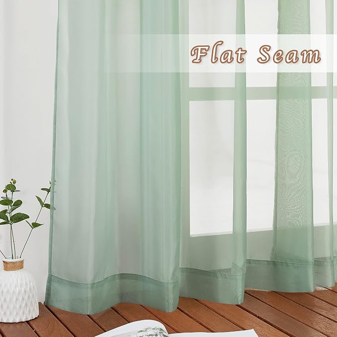 NICETOWN Sheer Sage Green Curtains
