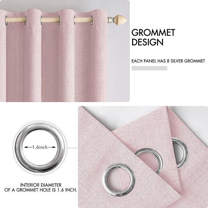 MIULEE Linen Texture Curtains for Bedroom Solid 100% Blackout Thermal Insulated
