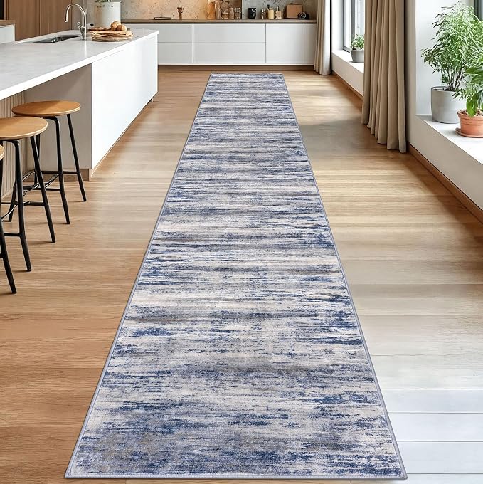 KOZYFLY Modern Abstract Washable Long Rug Runner 2.6x18 Hallway Rug Runner