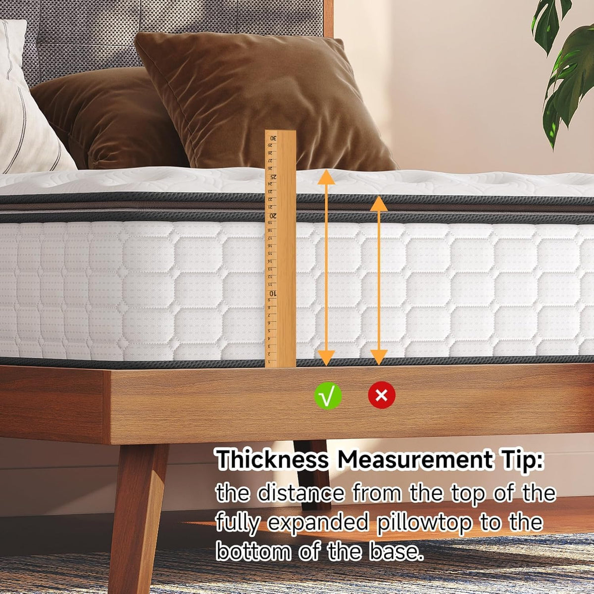 Vesgantti Full Size Mattress, 12 Inch Hybrid Full Mattress in a Box, Pillow Top Double Bed Mattresses, Gel Memory Foam and Pocket Coils Innerspring Mattresses, Pressure Relief, Medium Firm Plush Feel