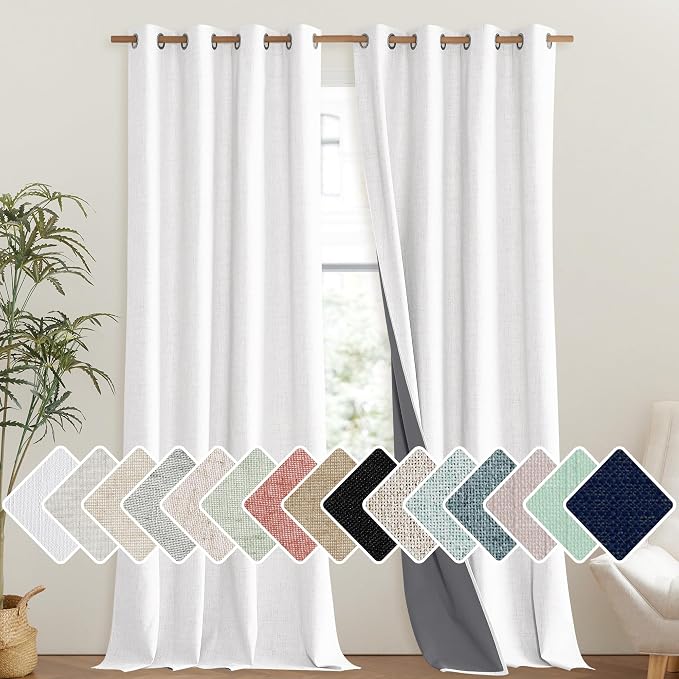 NICETOWN 100% Absolutely Blackout Linen Curtains