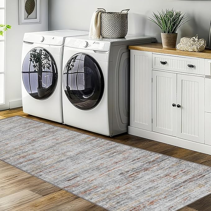 2x10 Runner Rug Non-Slip，Modern Abstract 10ft Washable Runner Rugs