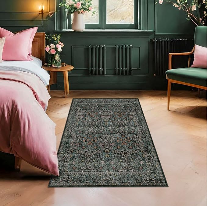 Dark Green 4x6 Washable Area Rug
