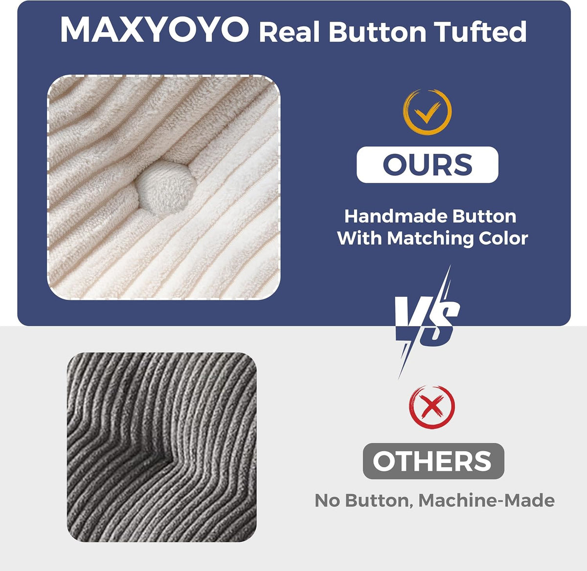 MAXYOYO Living Room Chair for Adults, Upholstered Floor Sofa with Armrests, Boneless Chair with Tufted Cushion & Backrest, Sofa in A Box, Bean Bag Couch for Bedroom Living Room, Dorm, Beige