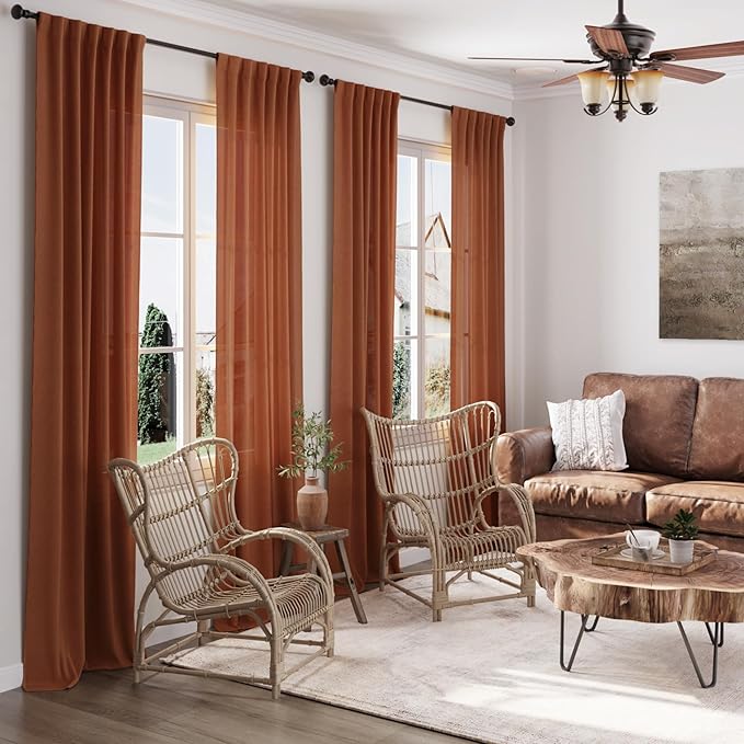 Nanspring Terracotta Curtains 80 Inches Length