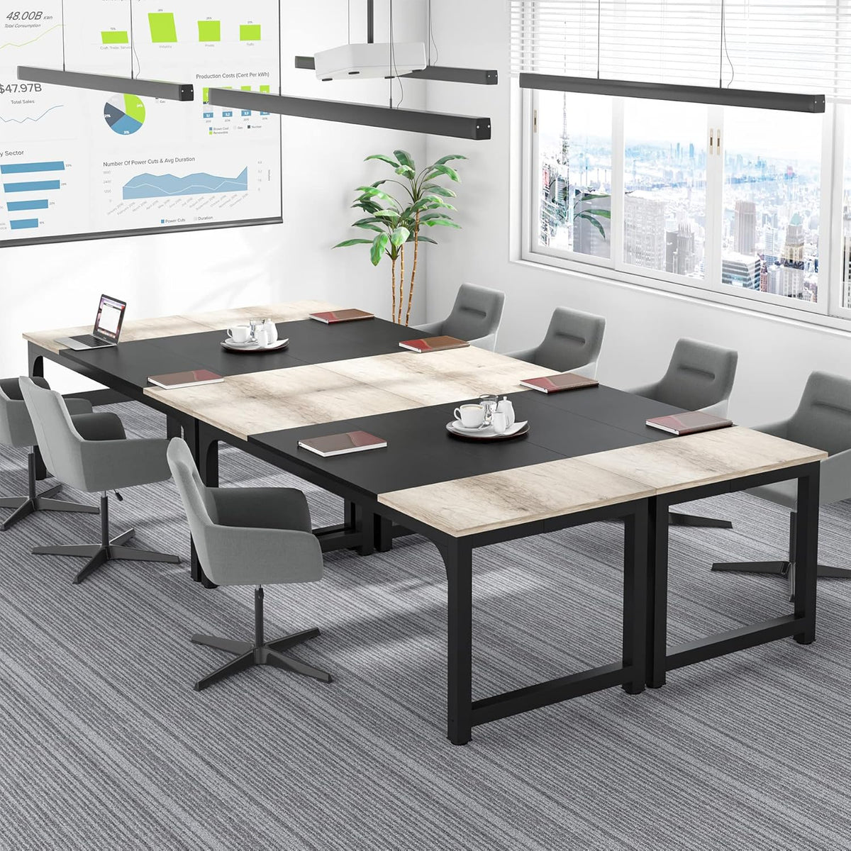 Tribesigns 70.8”Executive Desk, Large Office Computer Desk with Thicken Frame, Modern Simple Workstation Business Furniture for Home Office, Vintage Grey/Black