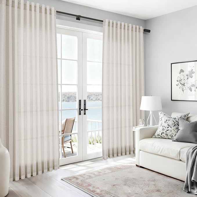 Nanspring Pearl White Linen Curtains