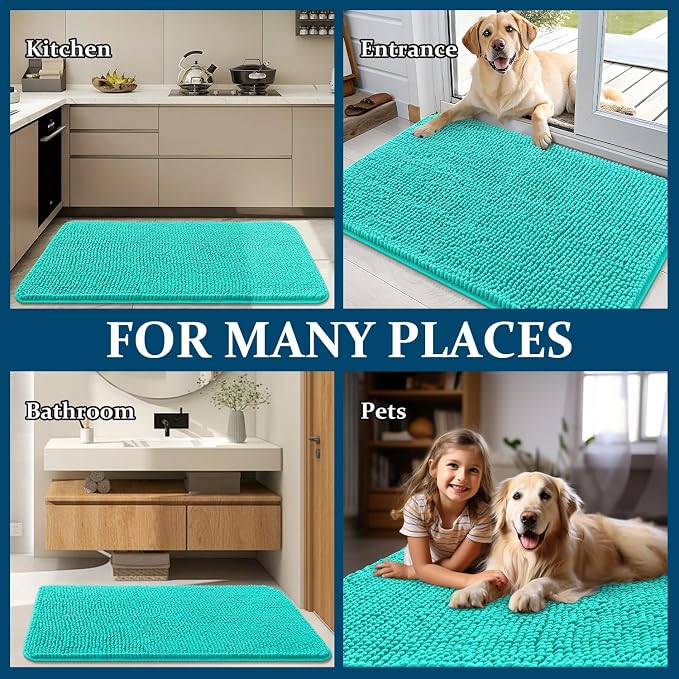 OLANLY Dog Door Mat for Muddy Paws 47x17, Absorbs Moisture and Dirt, Absorbent