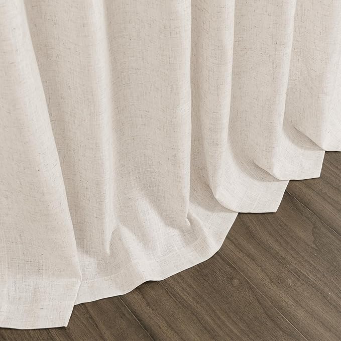 Beige Flax Linen Curtains 90 Inches Long