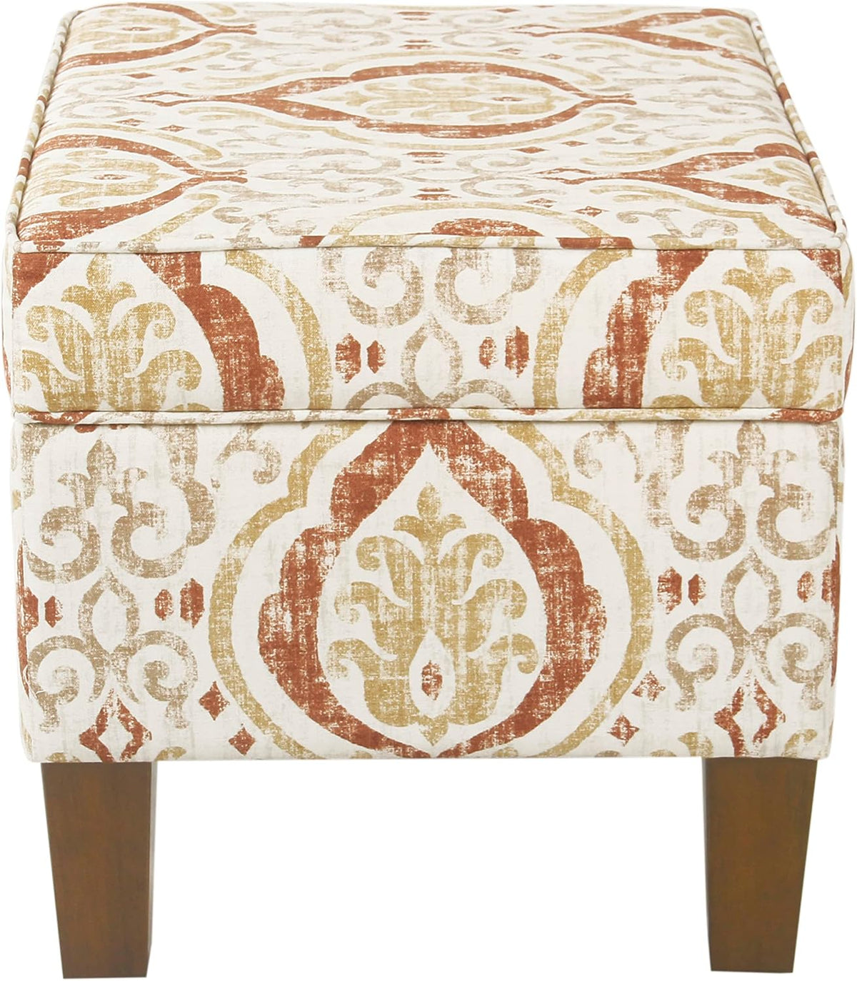 Square Ottoman - Burnt Orange and Cream Medallion