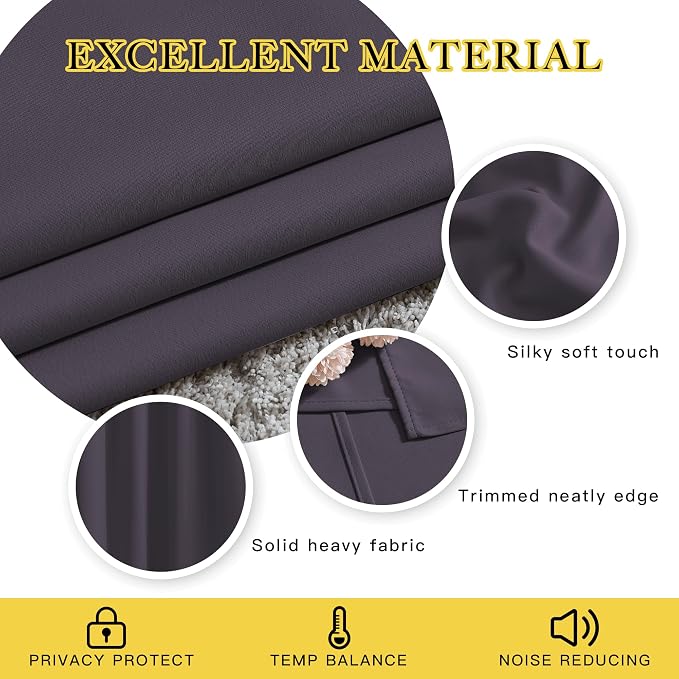 NICETOWN Greyish Purple Blackout Draperies Curtains
