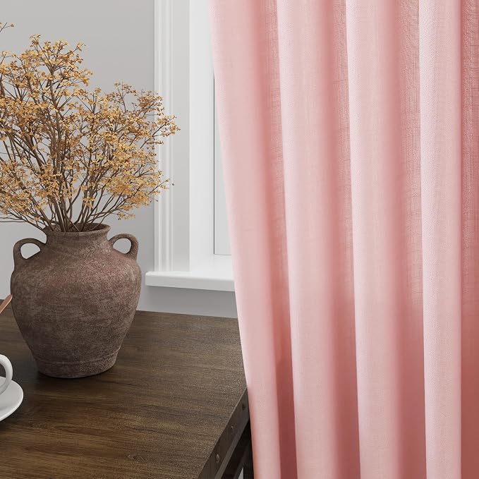 Pink Linen Curtains 72 Inch Length