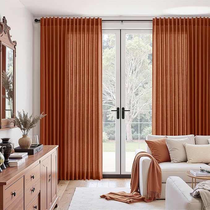 Nanspring Extra Wide Linen Curtains