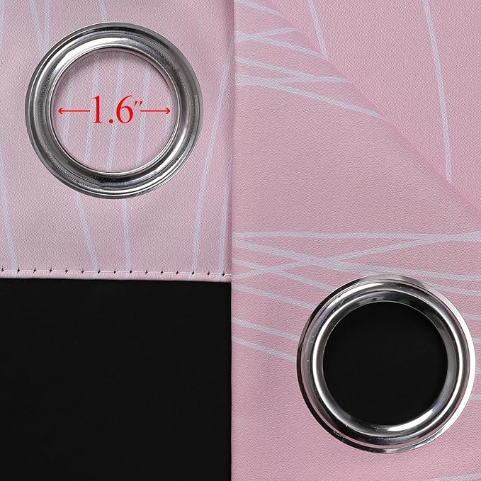 Estelar Textiler Pink and Teal Blackout Curtains 45 Inch Length, Full Light