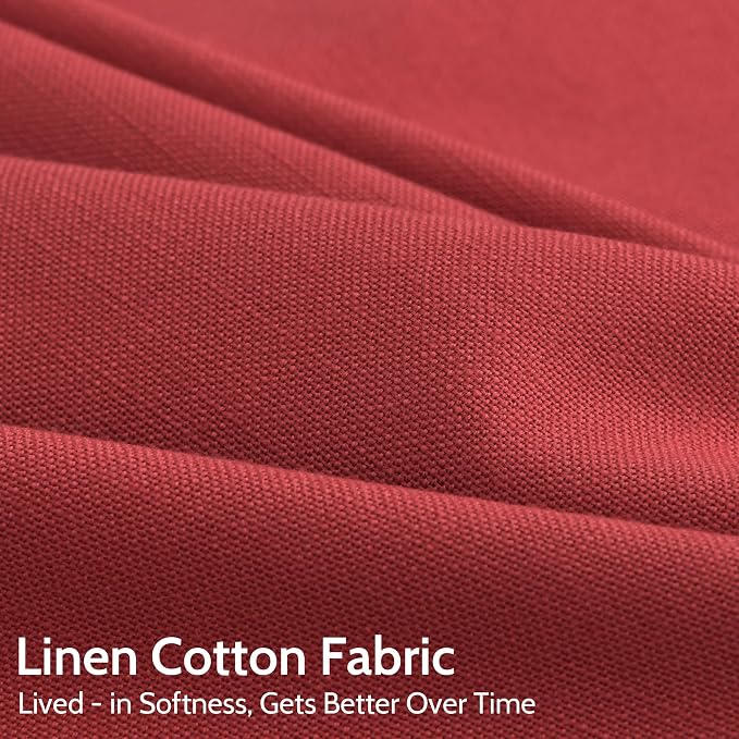 Christmas Red Linen Curtains 63 Inch Length